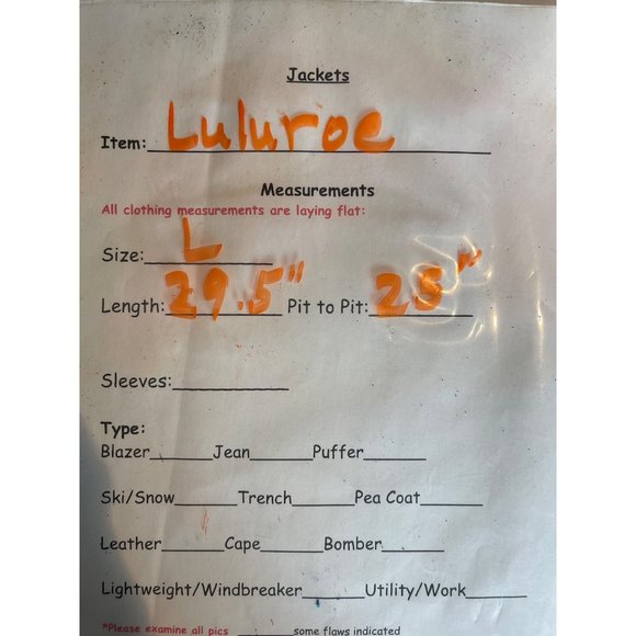 LuLaRoe Women's Snap Button Rain Outdoor Windbreaker Jacket Spell Out Sz Lg - Picture 7 of 7